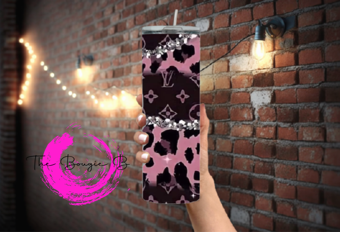 Designer Tumbler w/Leopard and Diamonds