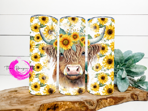 Cow With Sunflowers Tumbler