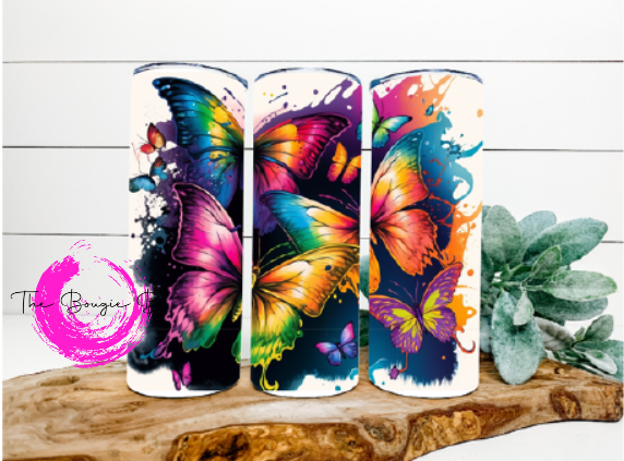 Butterfly Splatter Paint Tumbler