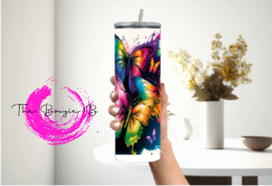 Butterfly Splatter Paint Tumbler