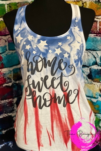 Home Sweet Home Tank W/ Stars and Stripes Tie Dye