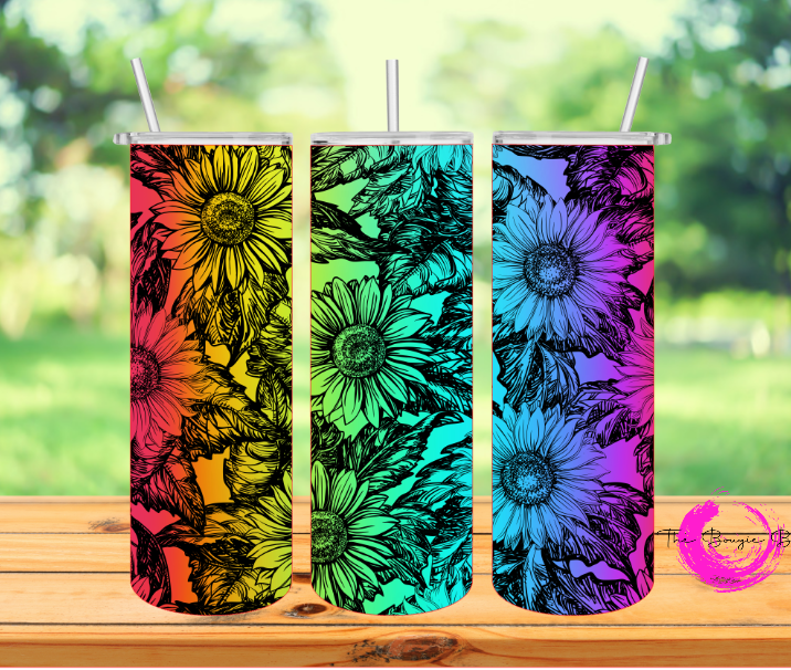 Multicolored Sunflower Tumbler