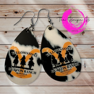 Yellowstone on Cowhide Earrings