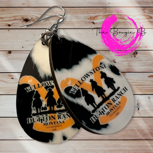 Yellowstone on Cowhide Earrings