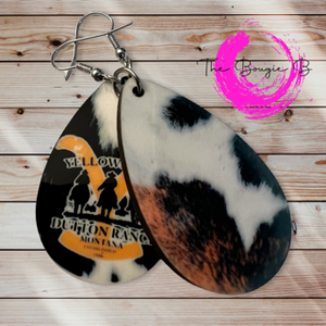 Yellowstone on Cowhide Earrings