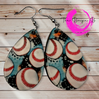 Baseball and cowhide earrings