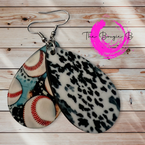 Baseball and cowhide earrings