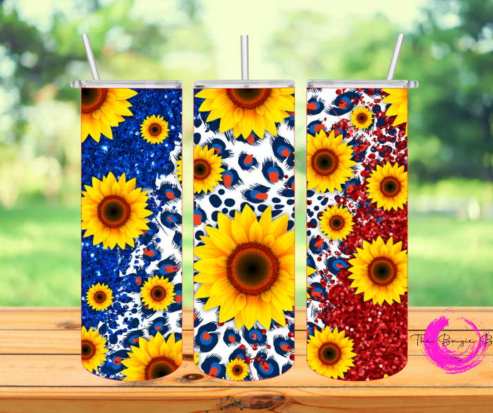 Red White and Blue with Sunflowers and Leopard