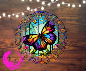 Stained Glass Butterfly Wind Spinner