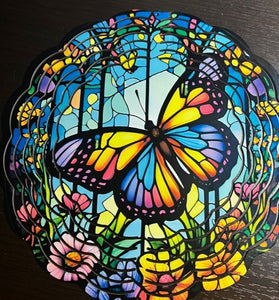 Stained Glass Butterfly Wind Spinner